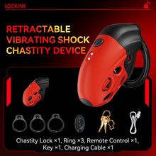 Load image into Gallery viewer, Lockink APP-Controlled Retractable Estim Chastity Cage with Vibrating &amp; Shocking
